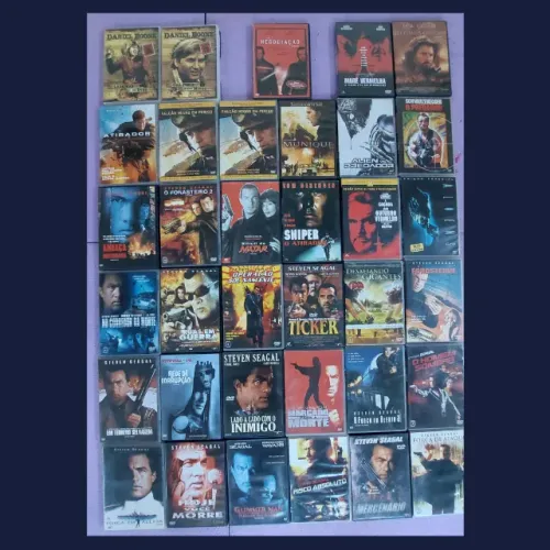Lote de DVDs com capa (Filmes do Steven Seagal, Schwarzenegger...) vir buscar/enviar app