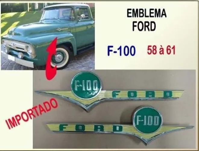 Emblema Da Ford F-100 1958 À 1961 Lateral Capô Importado Par