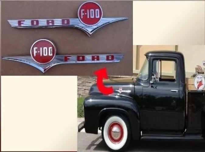 Emblema Ford F-100 1956 1957 Lateral Capô Importado Par F100