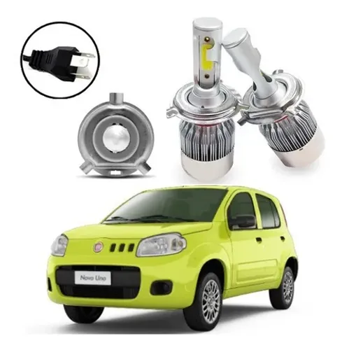 Kit Lâmpadas Super Led Farol Alto E Baixo Fiat Uno