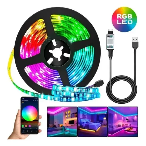 Fita de Led BT/USB RGB 5050 5M Kapbom KAP-5050P Bluetooth USB - WZetta
