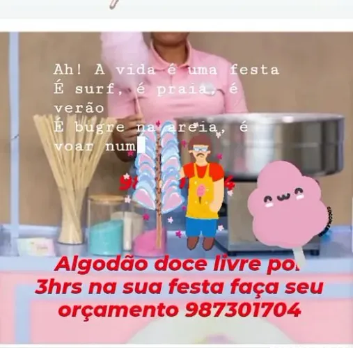 Algodão doce ,pipoca , crepe  estamos com promoção