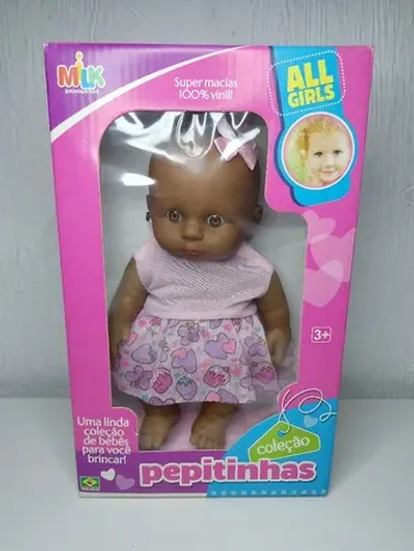 Boneca Bebê Coleção Pepitinhas Negra - Milk Brinquedos