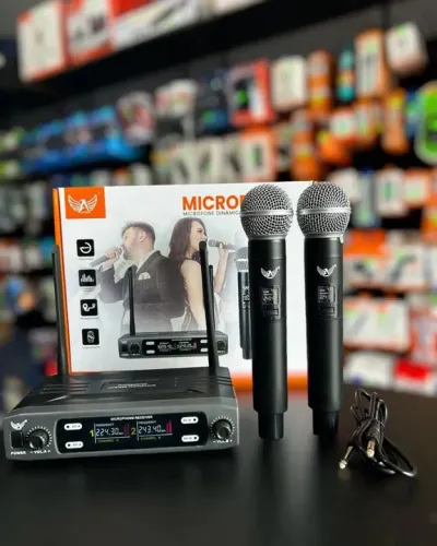 Microfone Duplo Profissional Sem Fio M-998W
