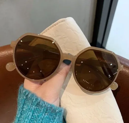 Óculos de sol hexagonal promoção + brinde