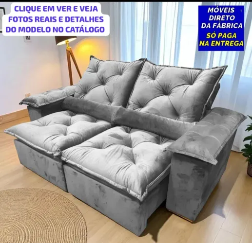 SOFÁ RETRÁTIL E RECLINÁVEL 2m VELUDO 