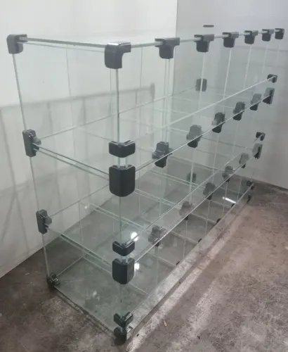 Baleiro comercial vidro modulado 20 x 45 x 60cm con 18 módulos 