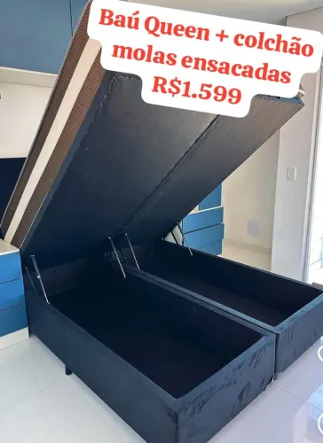 Cama Baú Queen + Colchão Molas Ensacadas!! Nova direito da Fábrica