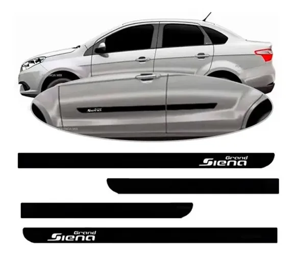 Jogo De Friso Lateral Borrachão Fiat Grand Siena 
