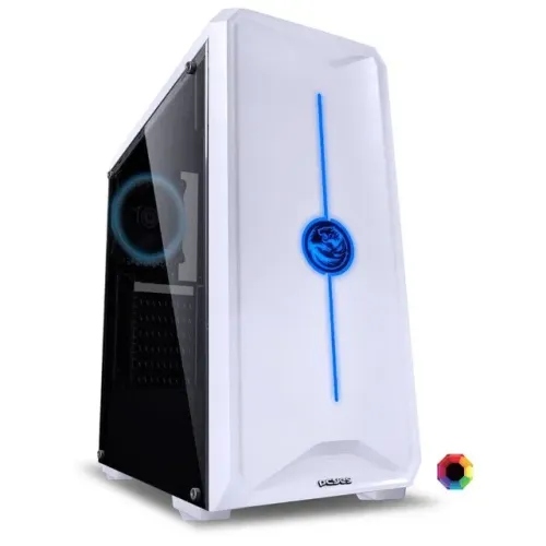 Gabinete Gamer Pcyes Nova White c/ Led 7 Cores Frontal Controlável e 1 Fan Led - WZetta