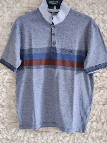 Camisa Polo Dudalina Cinza Mesclado Tamanho M