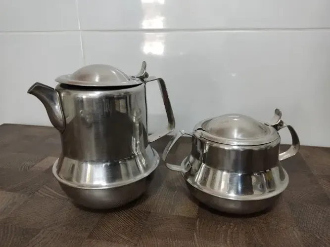 Kit 2 peças Bule Leiteira e Açucareiro em Inox - L E I A