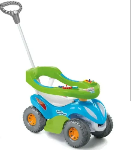 2 em 1 Carrinho Andador Infantil Super Conforto - Azul e Verde