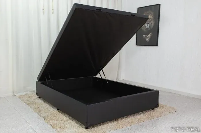 Box Baú Casal Korino Preto Blindado 138x188x42