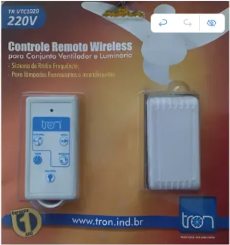 Tron /// Controle Remoto Wireless pra Ventiladores e Lâmpadas de Teto /// 220v Tr Vtc 1020