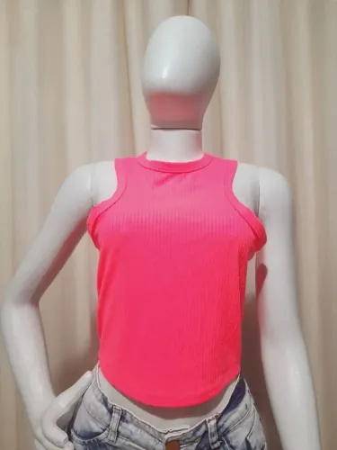 Cropped canelado de viscose com elastano. NOVO<br>?Tam M<br>