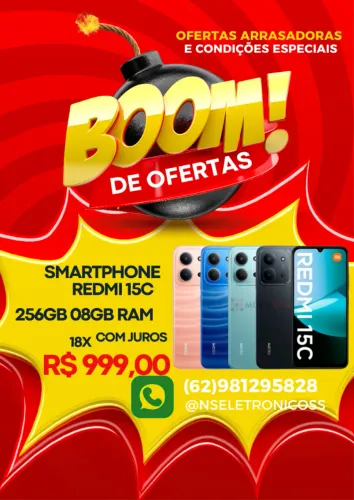 Celular Redmi 15C 256GB+08GB RAM Lacrado Versao Global + Entrega Gratis