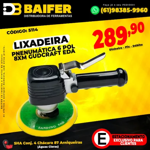 Lixadeira Pneumática 6 Polegadas 8xm Gudcraft Eda