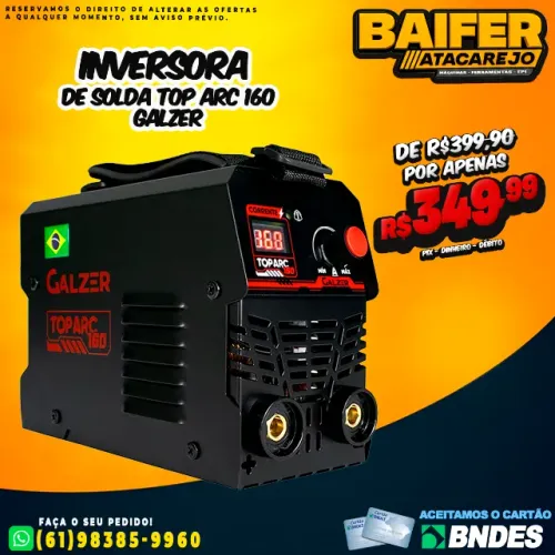 Inversora de Solda TOP ARC 160 Galzer