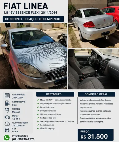 Fiat Linea Essence 1.8 Flex 16V 4P 2014