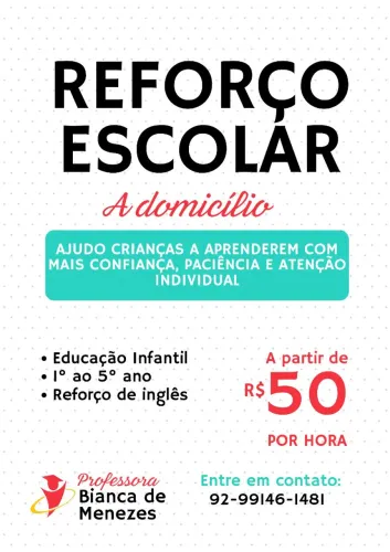 Reforço escolar de inglês ,educação infantil e 1 ao 5 ano 