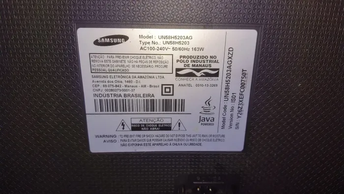 Tv com defeito 58 polegadas Samsung