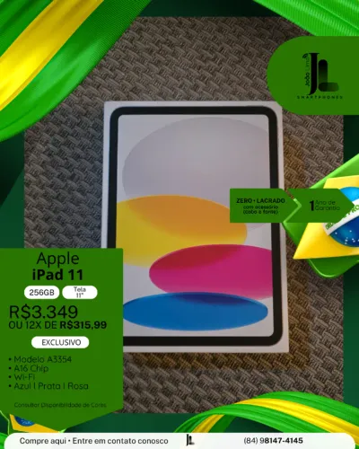 IPAD 11, 256GB, TELA 11?, LACRADO, EXCLUSIVO!