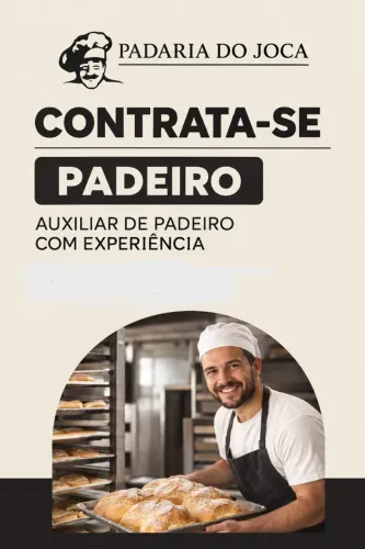 vaga para auxiliar de padeiro e padeiro