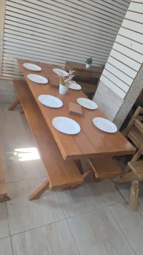 Mesa nova rústica para área gourmet área churrasco