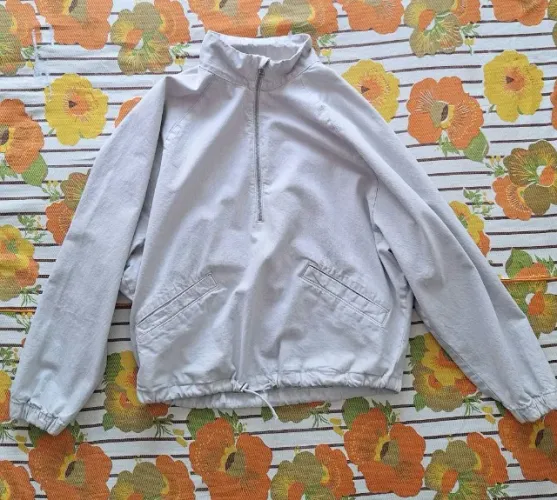 Jaqueta Anorak Zara Meio-Zíper Cinza Claro - Tam. P (S)