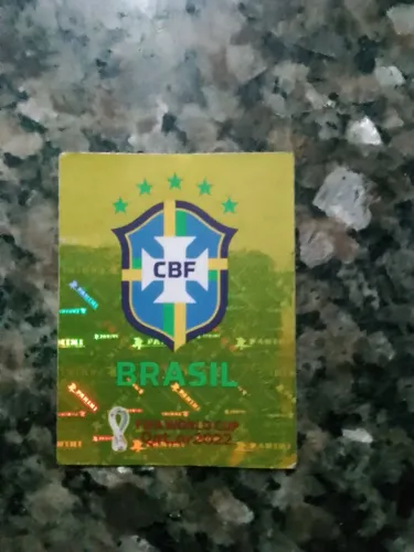 Figurinha Escudo do Brasil Brilhante Dourada Copa 2022 Original