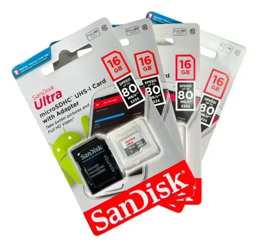 Cartão de Memória SanDisk Ultra 16GB microSD + Adaptador 80MB/s