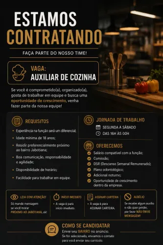 VAGA AUXILIAR DE COZINHA
