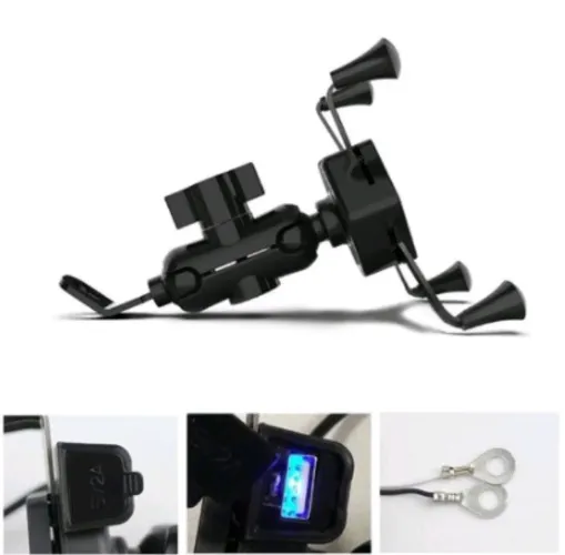 Suporte com carregador para motos 