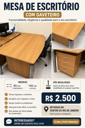 Mesa de escritório com gaveteiro