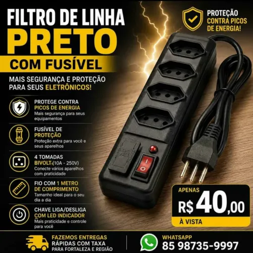 FILTRO DE LINHA COM 4 ENTRADAS COM 1 METRO DE FIO FAZEMOS ENTREGAS R$40
