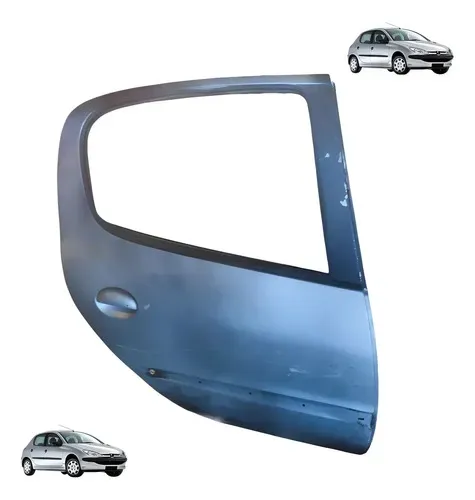Porta Traseira Direita Peugeot 206 207 2001 A 2013 Traseira Direita Prateado
