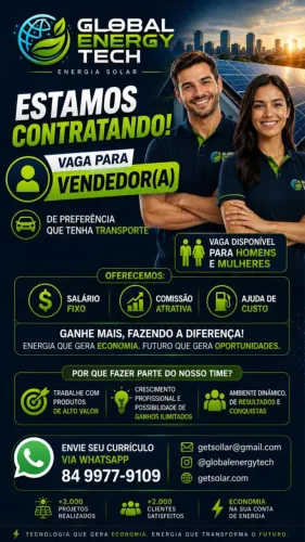 Vaga para vendedor de projetos fotovoltaico 