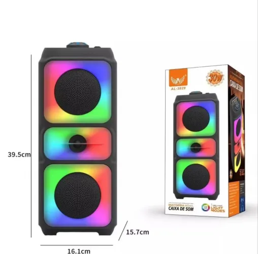 Caixa de Bluetooth original leds entrada para cartão de memória rádio fm e Pen Drive