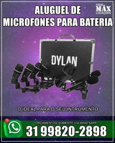Aluguel de microfones para bateria e percussão