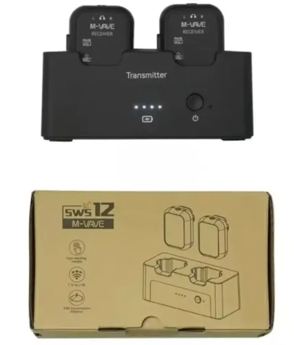 Monitor de fone sem fio, Profissional M Vave WP-12, 2 receptores e 1 transmissor 