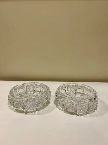 Conjunto de cinzeiros de cristal Bohemia