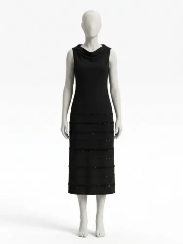 vestido midi preto elegante