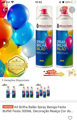 Kit brilha balão spray