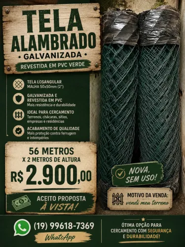 TELA ALAMBRADO GALVANIZADA REVESTIDA EM PVC VERDE