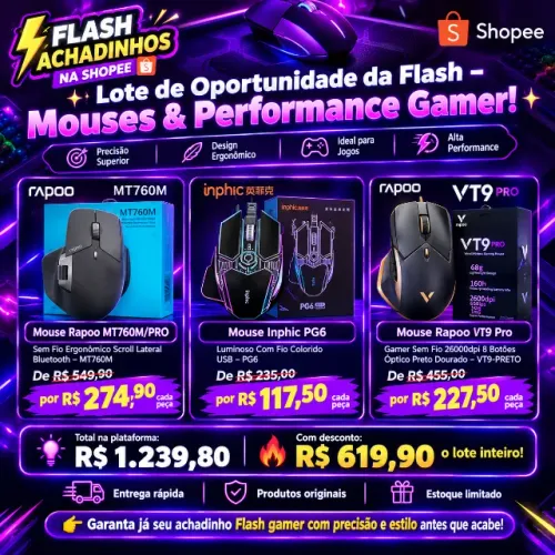 Lote de Oportunidade da Flash - Mouses & Performance Gamer