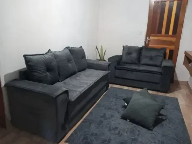 Sofá 2 e 3 lugares cinza grafit veludo novo de loja (tenho outros modelos)