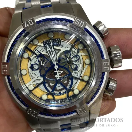 Relógio Invicta Reserve Bolt Zeus Skeleton Azul Prata Caixa Original