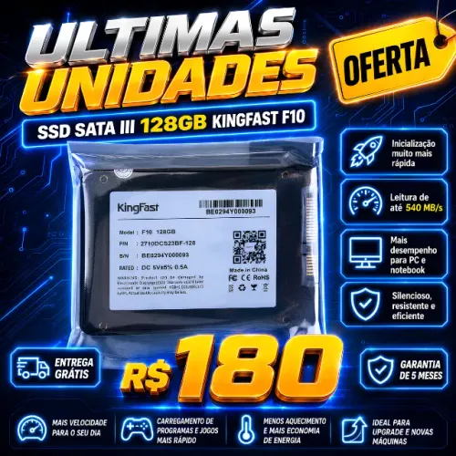SSD SATA III 128GB KingFast F10 com 5 Meses garantia
