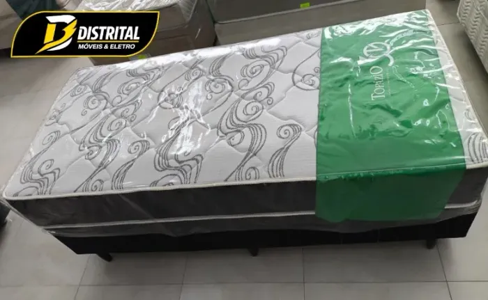 Conjunto Cama Box Solteirão Molas Ensacadas Scalibur Novo